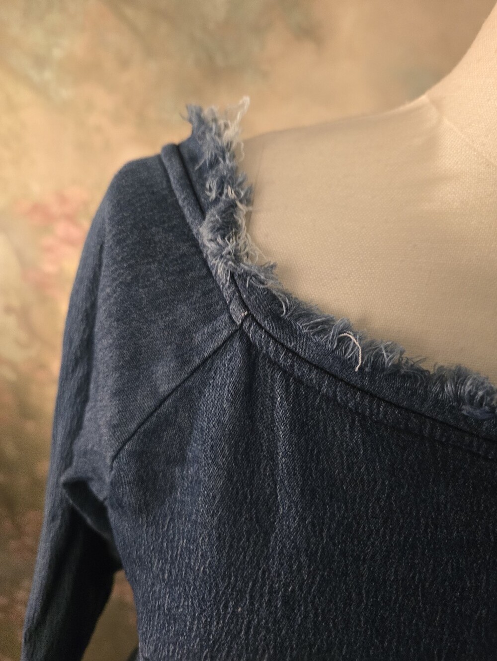 Venus Off The Shoulder Raw Edge Denim XS - Picture 3 of 14